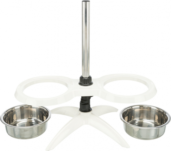 Stativ Reglabil Cu 2 Castroane Inox, 2x1.6 l/21cm, Alb, 25006 [2]