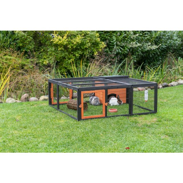 Tarc Exterior Cu Capac Pentru Rozatoare, 150x53x150 cm, Negru/Maro, 62286 [12]