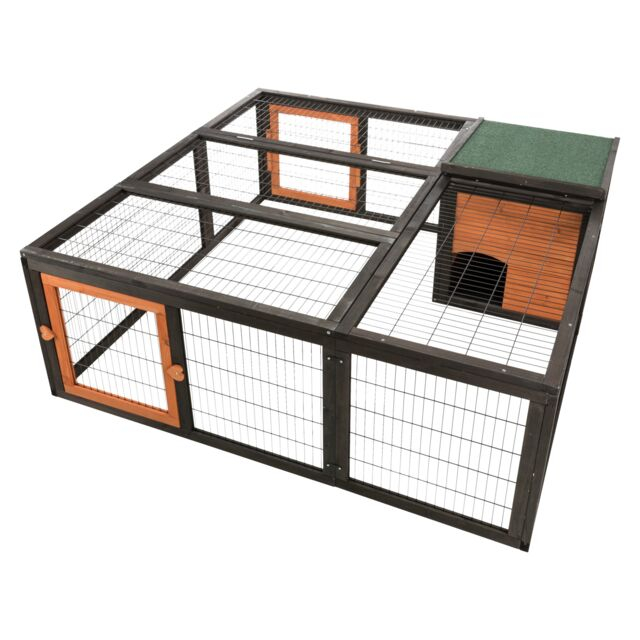 Tarc Exterior Cu Capac Pentru Rozatoare, 150x53x150 cm, Negru/Maro, 62286 [1]