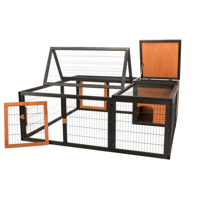 Tarc Exterior Cu Capac Pentru Rozatoare, 150x53x150 cm, Negru/Maro, 62286 [4]