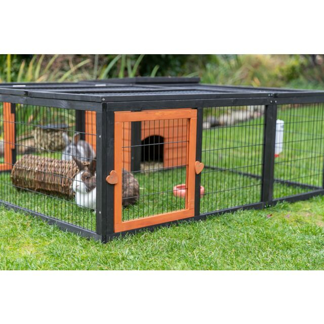 Tarc Exterior Cu Capac Pentru Rozatoare, 150x53x150 cm, Negru/Maro, 62286 [10]