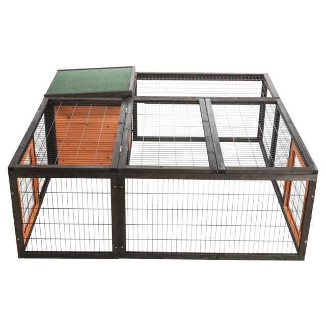 Tarc Exterior Cu Capac Pentru Rozatoare, 150x53x150 cm, Negru/Maro, 62286 [2]