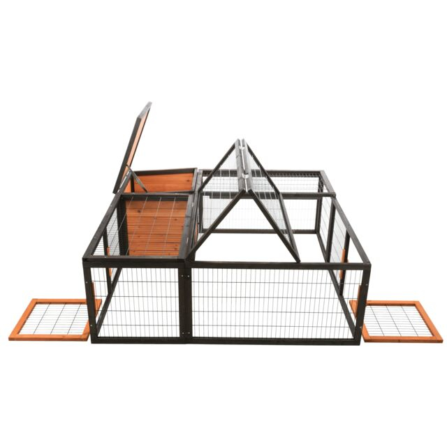 Tarc Exterior Cu Capac Pentru Rozatoare, 150x53x150 cm, Negru/Maro, 62286 [5]