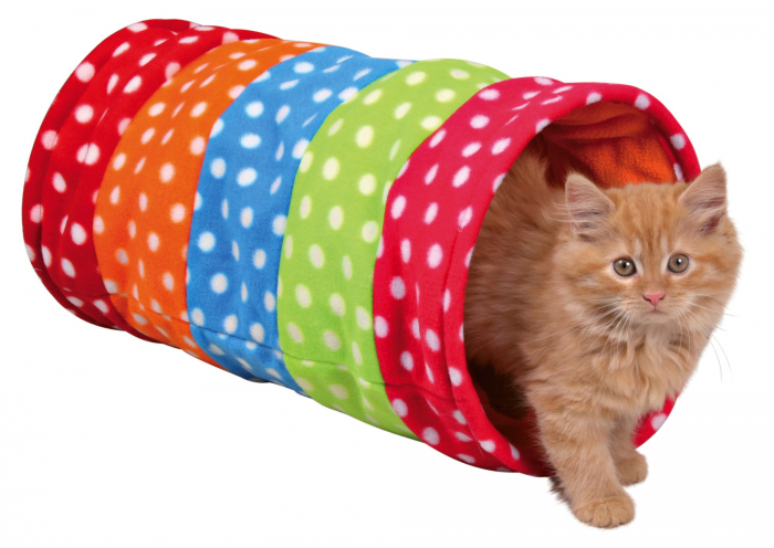 Tunel De Joaca Pentru Pisici, Cu Folie Fosnitoare, Fleece, 25x50 cm, Gri/Roz, 4291 [1]