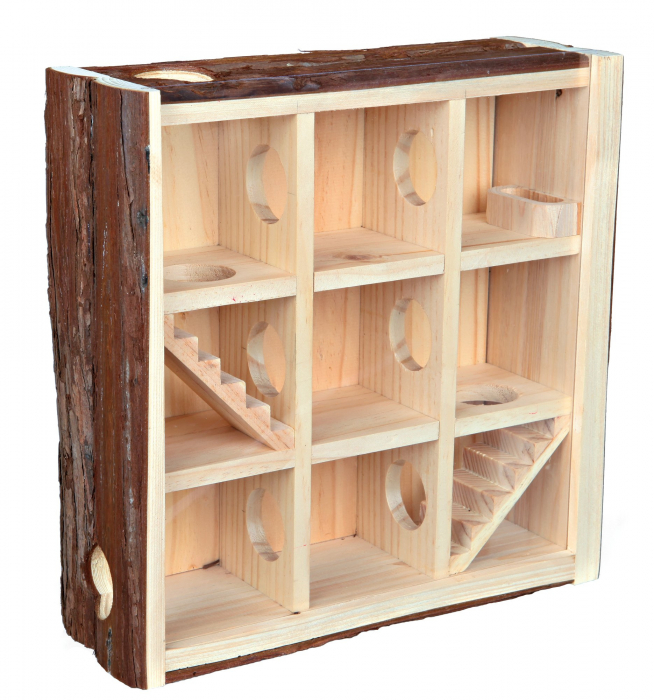 Turn De Joaca Pentru Rozatoare, Cu Camere, Lemn, 30x30x10 cm, 61709	 [2]