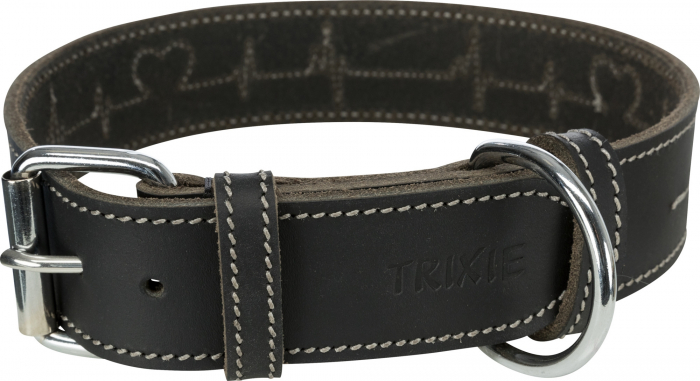 Zgarda Piele Rustic Heartbeat, L-XL: 55-56 cm/40 mm, Negru, 18987 [4]
