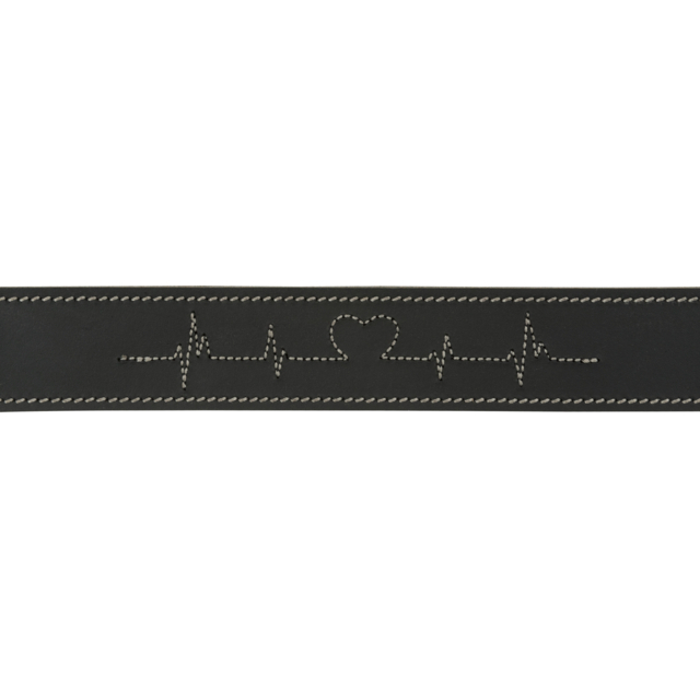 Zgarda Piele Rustic Heartbeat, M: 38-47 cm/40 mm, Negru, 18985 [2]