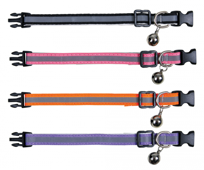 Zgarda Pentru Pisici Junior, Reflectorizanta, Cu Clopotel, Diverse Culori, 41686	 [1]