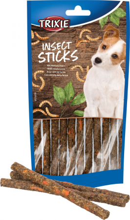 Snacks - Recompense Pentru Caini Alergici, Betisoare De Insecte Cu Viermi De Faina, 80 g, 31659
