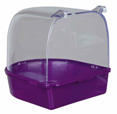 Accesorii colivii -  Cadita Acoperita Pentru Pasari, Plastic, Semicerc, 15x13x13 cm, Diverse Culori, 5401