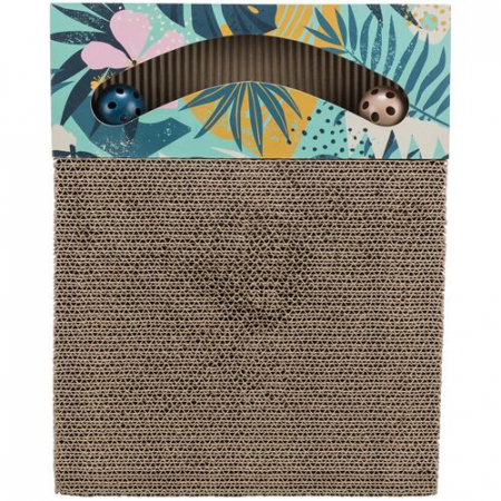 Carton de Zgariat, cu Doua Mingi si Catnip, 38 x 5 x 30 cm, Multicolor, 48006 [1]