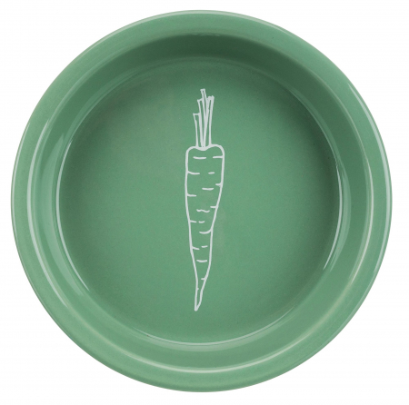 Castroane - Castron Ceramic Pentru Iepuri, Cu Motiv Morcov, 200 ml/ 14 cm, Diferite Culori, 60804