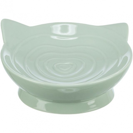 PISICI - Castron Ceramic Pentru Pisici, Viviana, Ridicat, Forma Ergonomica, 0.15 l/Ã¸ 14 cm, Verde Salvie, 25103