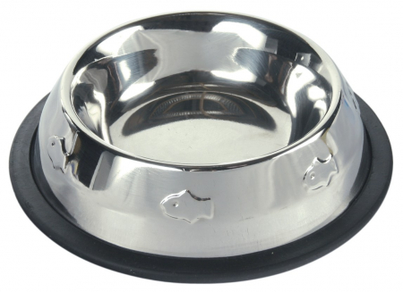 Castron Inox Pentru Pisici, Antiderapant, Matritat, 0.2 l/15 cm, 24870 [1]