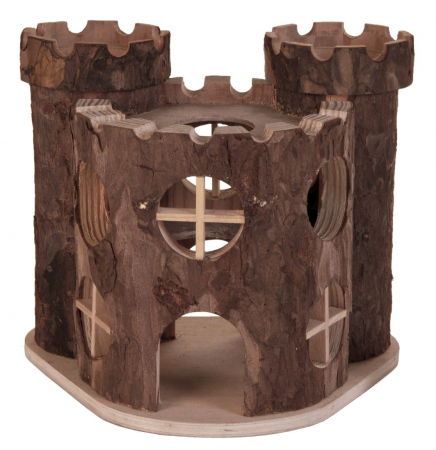 Casuta Castel Pentru Hamsteri, Matti, Lemn, 19x14x15 cm, Maro, 6168	 [1]