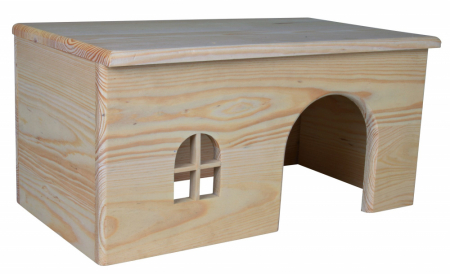 ROZATOARE - Casuta Pentru Cobai/Iepuri Pitici, Lemn, 40x20x23 cm, 61263	