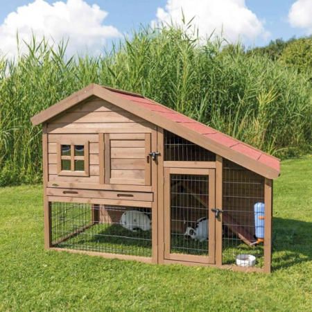 Cusca De Exterior Pentru Rozatoare, Cu Spatiu De Joaca, Lemn, 151x107x80 cm, Maro, 62335	 [6]