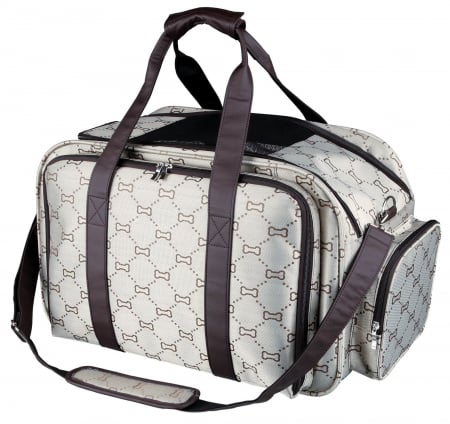 Custi si genti de transport - Geanta De Transport, Maxima, Extensibila, 33x32x54 cm, Pana la 8 kg, Bej/Maro, 28903	