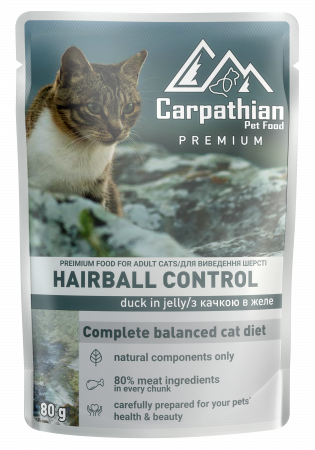 Hrana Umeda Pentru Pisici, Premium Adult, Hairball Control, Cu Rata In Jeleu, 80 g	 [1]