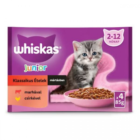 Hrana Umeda Pentru Pisici, Whiskas Junior Classic, Vita Si Pui, 4x85 g [1]