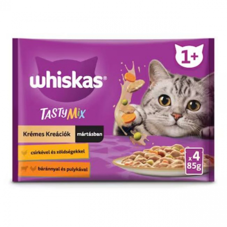 Hrana Umeda Pentru Pisici, Whiskas Tastymix Adult, Pui/Legume/Miel/Curcan In Sos Cremos, 4x85 g [1]