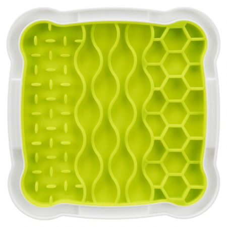 Hranitoare - Farfurie Pentru Hranire Lenta, Lickâ€™n'Snack, 20x20 cm, Lime/Alb, 34952