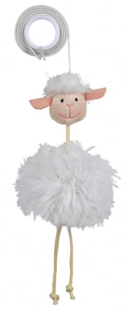 Jucarii - Jucarie Pentru Pisici, Oaie Pe Banda Elastica, Cu Sunet, 20 cm 45560	
