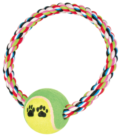 Jucarii - Jucarie Pentru Caini, Inel Sfoara Cu Minge De Tenis,  6 cm/18 cm/125 g 3266