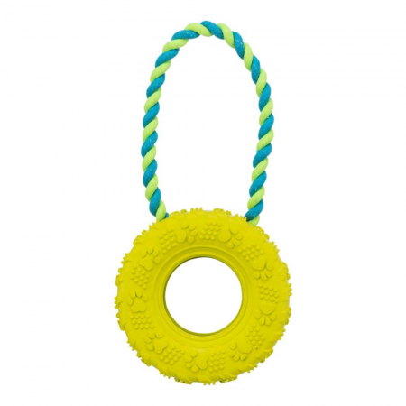 Jucarie Pentru Caini, Anvelopa Pe Sfoara, 15 cm/31 cm, Lime, 33702 [1]