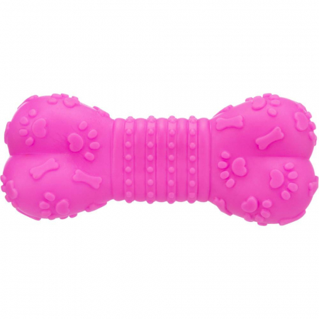 Jucarie Pentru Caini, Os, Vinil, Cu Sunet, 15 cm, Roz, 3374 [1]