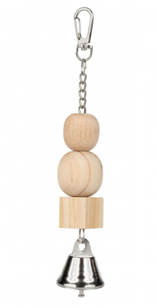 Jucarie Pentru Pasari, Lemn, Cu Clopotel, 12 cm, 025A [1]