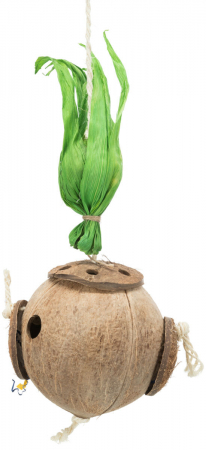 Jucarii - Jucarie Pentru Pasari, Nuca De Cocos Pe Franghie, 35 cm, 58920	