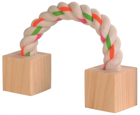 Jucarie Pentru Rozatoare, Sfoara Cu Cuburi De Lemn, 20 cm, 6186	 [1]