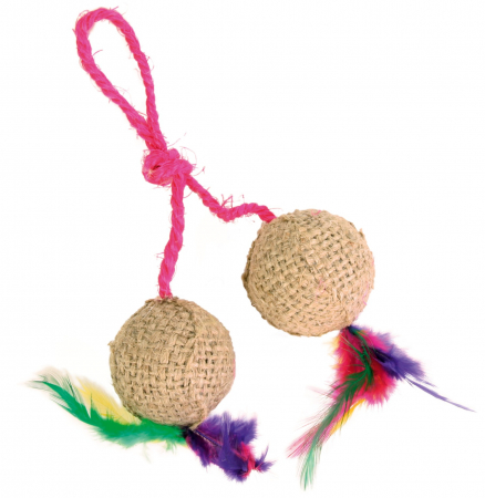 Jucarii - Jucarie Pentru Pisici, 2 Mingi Pe Sfoara, 4.5 cm 4501	