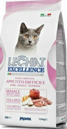 Hrana uscata - Hrana Uscata Pentru Pisici, LeChat Excellence Appetito Difficile, Cu Porc, 1.5 kg	