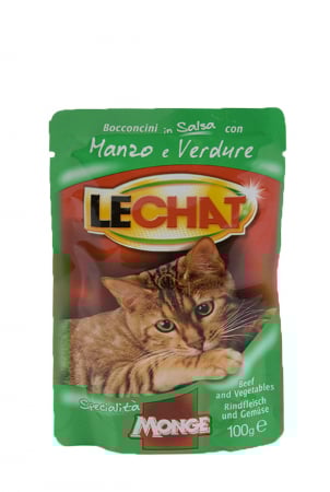 Hrana umeda - Hrana Umeda Pentru Pisici, LeChat, Cu Vita Si Legume, 100 g	