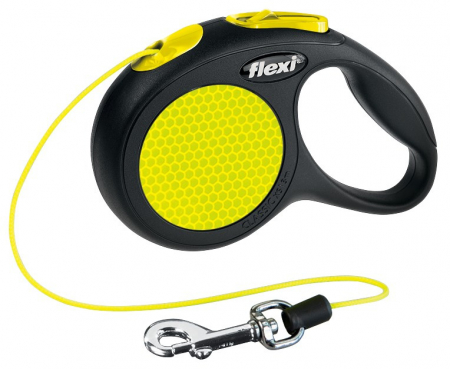 Lesa Flexi Neon, Snur, XS: 3 m/8 kg, Negru/Galben Neon, 20910 [1]
