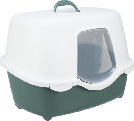 Litiera Berto Davio Top, Cu Capac Si Filtru De Carbon, 56 x 39 x 39 cm, Verde/Alb, 40570 [1]