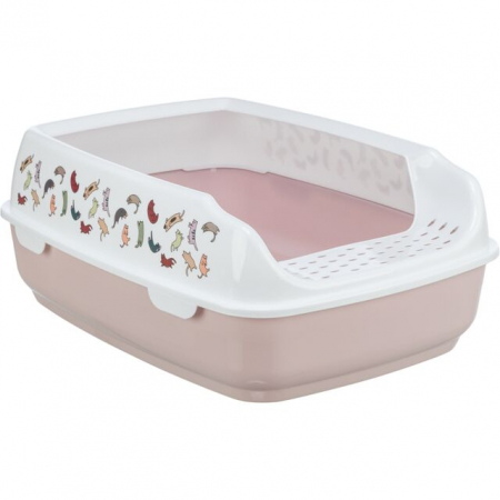 PISICI - Litiera Delio, Cu Rama, 38x20x50 cm, Lila/ Alb, 40399