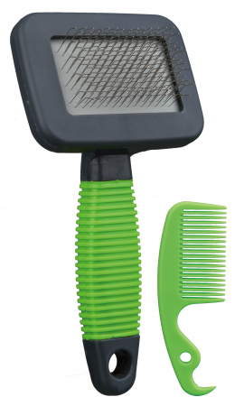 Perie Soft Pentru Rozatoare, Cu Pieptene De Curatat, 7x13 cm, Gri/Verde, 6288 [1]