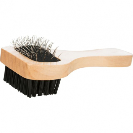 Perie Tesala Dubla Soft, Maner Lemn/Peri Metalici Si Sintetici, 6x13 cm, 2359 [1]