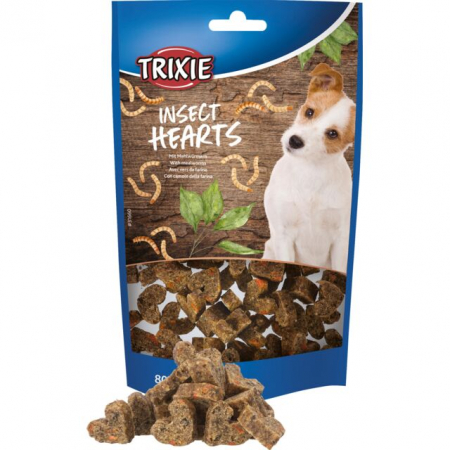 Snacks - Recompense Pentru Caini Alergici, Inimi De Insecte Cu Viermi De Faina, 80 g, 31660