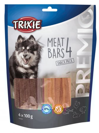 Batoane  - Recompense Pentru Caini, Premio, Batoane 4 Carni, Cu Pui/Rata/Miel/Somon, 4 x 100 g, 31853