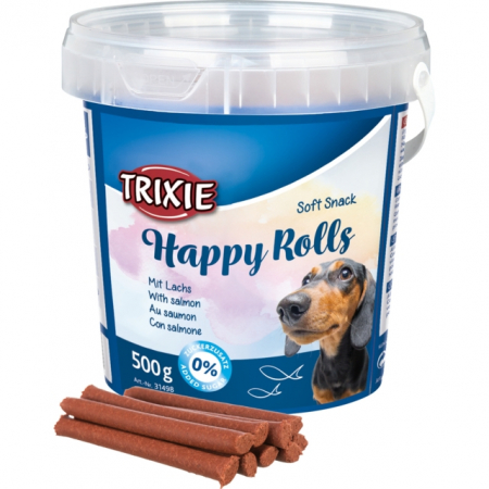 Recompense Pentru Caini, Soft Happy, Rulouri Cu Somon, 500 g, 31498	 [1]