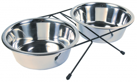 Castroane si adapatoare - Set 2 Castroane Inox Cu Suport Metalic, 2x1.8 l/ 21 cm/44x9x23 cm, 24833