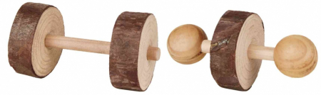 Jucarii si ansambluri de joaca - Set Jucarii Pentru Rozatoare, 2 Gantere, Lemn, 4.5x9 cm, 6195	