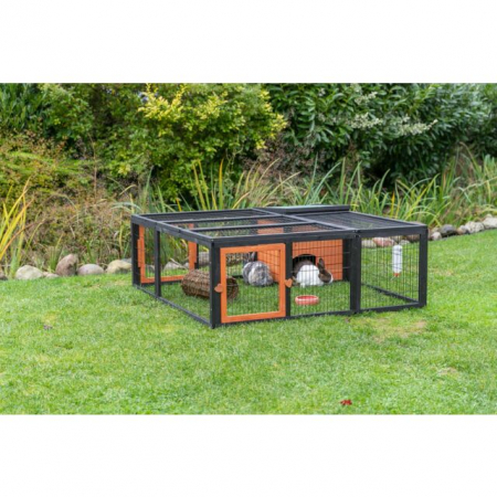 Tarc Exterior Cu Capac Pentru Rozatoare, 150x53x150 cm, Negru/Maro, 62286 [11]