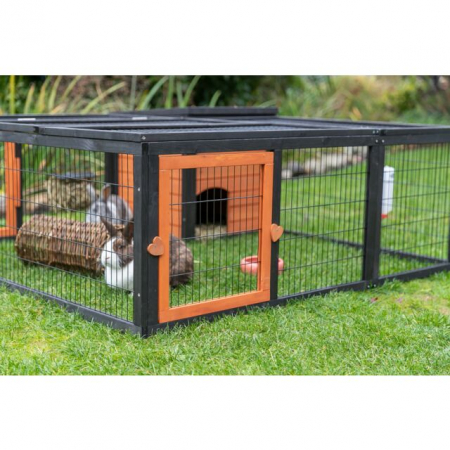 Tarc Exterior Cu Capac Pentru Rozatoare, 150x53x150 cm, Negru/Maro, 62286 [9]