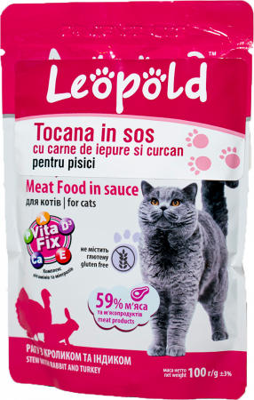Hrana umeda - Hrana Umeda Pentru Pisici, Tocana In Sos Cu Iepure Si Curcan, 100 g	