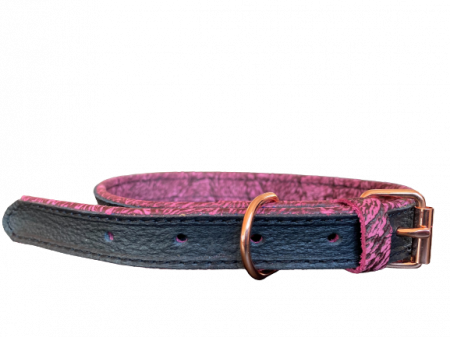 Zgarda Monserra Piele Naturala, Negru/Roz, 20 mm x 45 cm [1]